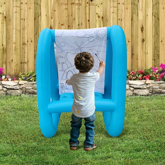Inflatable Kids Easel PVC Washable Creative Coloring Drawing and Painting Art Easel Reusable Toddler Easel for Kids Outdoor Play 2