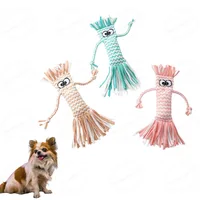 Dog Rope Chew Toy Straw Head Braided Knot Doll Squeaker Sound Toy Molar Dog Toy Pet Training Pet Interactive Toy Pet Supplies 1