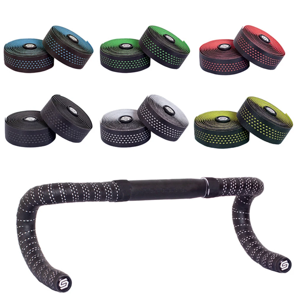 

Bicycle Handlebar Tape Accessories Shock-absorbing Handlebar New Road Handlebar Tape Two-color Leather Punch Handlebar Tape
