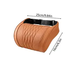 Luxurious Memory Foam Car Neck Pillow - Premium PU Leather Headrest Cushion with Adjustable Straps and Universal Comfort and Support (Orange)