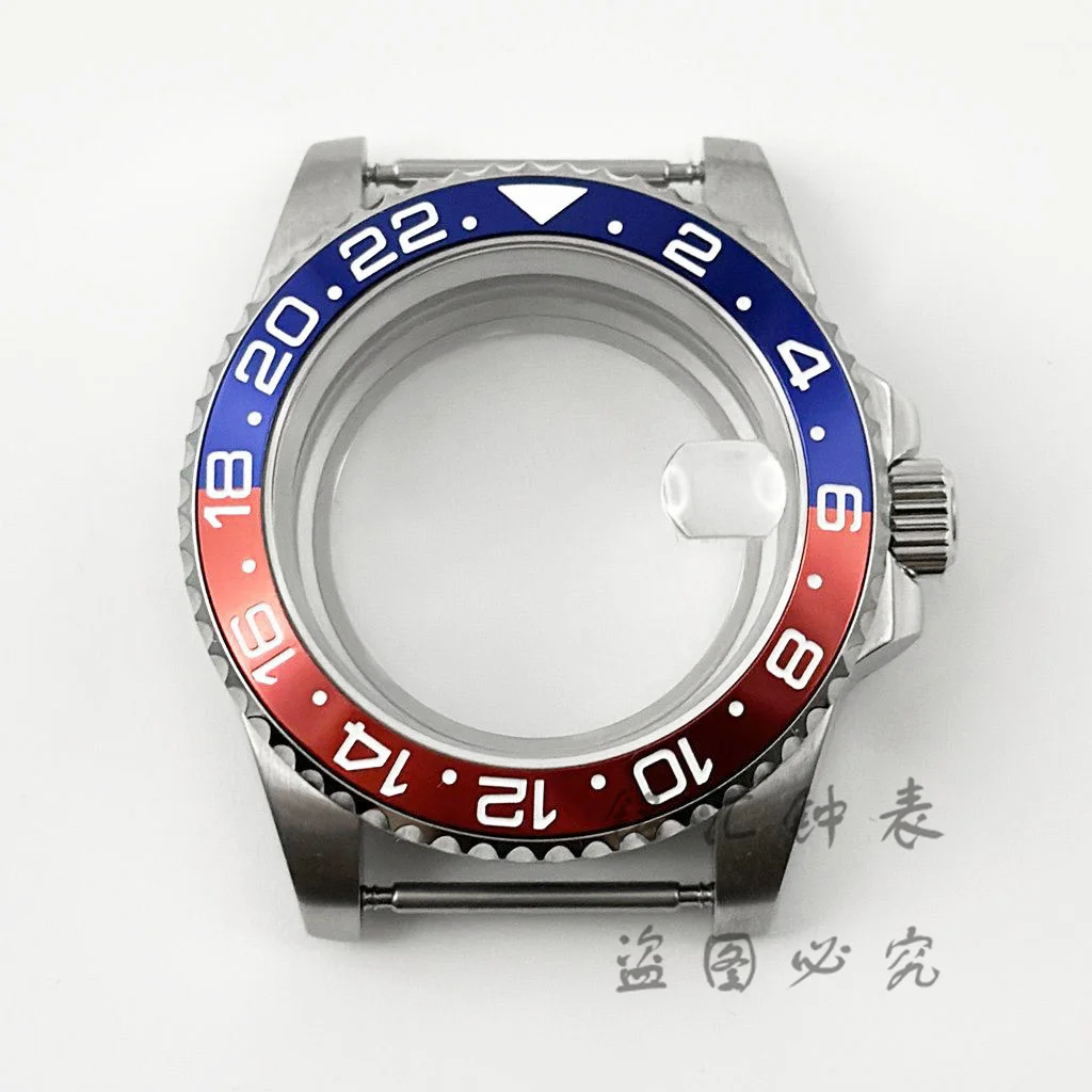 High-Quality 40MM GMT Watch Case with Aluminum Bezel, Stainless Steel Finish
