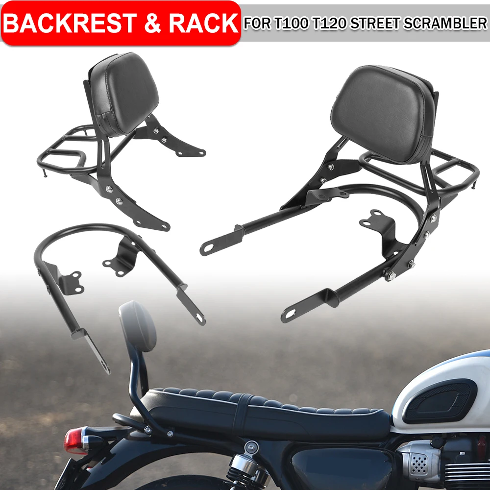 

For T120 2016 T100 Street Scrambler Motorcycle Rear Backrest Detachable Luggage Bracket Rear Bracket Passenger Armrest Holder