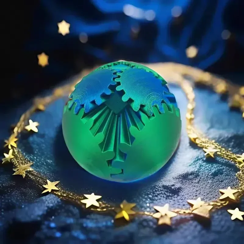 3D Printed Gear Ball Fidget Toys Spin Ball or Cube Stress Relief Desk Toy Anxiety Relax Activity for Kids Adults Gifts