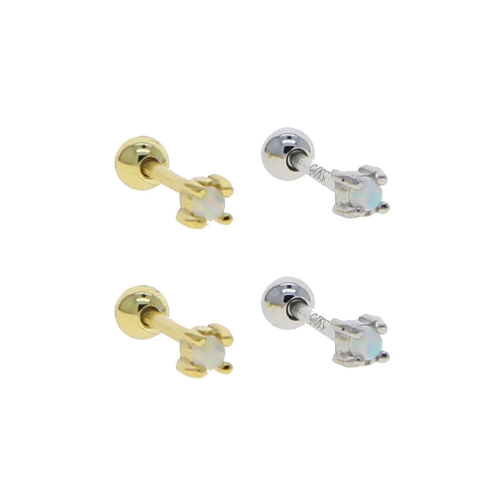 100% Argento Sterling 925 Piccoli Mini Gioielli Da Donna Carini 2Mm Opale Pietra Borchie 925 Argento Oro Argento Colore Delicato Orecchino