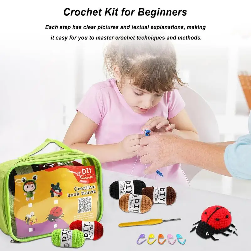Beginners Woobles Crochet Kit Durable Beginner Crochet Set Knitting Kit  With Succulents And Ladybug DIY Craft Art For Home - AliExpress