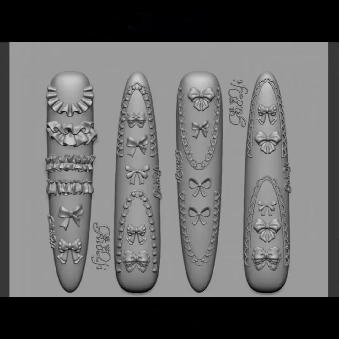 1개 레이스 체리 리본 스커트 베어 3D 아크릴 네일 몰드 네일 장식 네일 DIY 실리콘 네일 스탬핑 플레이트
