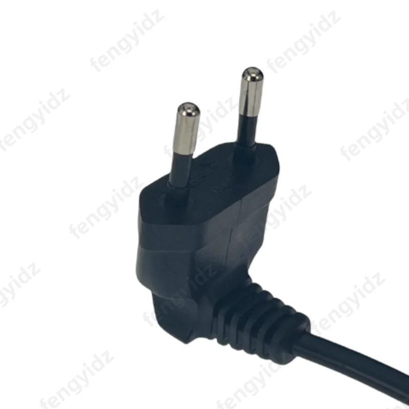 EU CEE7/16 90 Degree Male to Female Dual Output 2 Ways Outlet Extension Cord European 2 Prong M/F Power Splitter Cable Plug Outlet Extender Extension Sockets Power Extension Plug