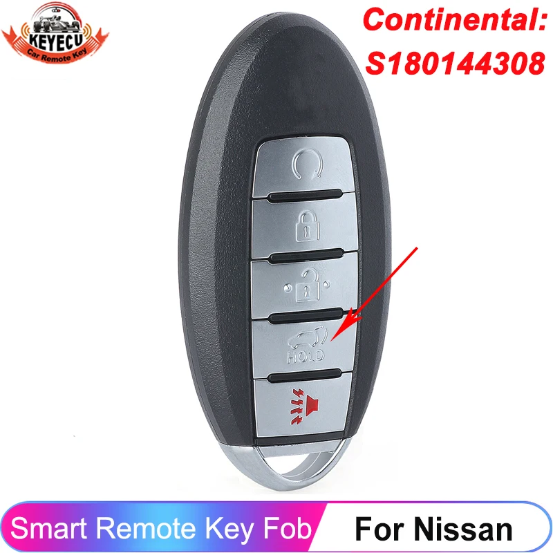 

KEYECU S180144308 For Nissan Murano Pathfinder 2015 2016 2017 2018 KR5S180144014 Smart Remote Key Fob 5 Button 433.92MHz 4A Chip