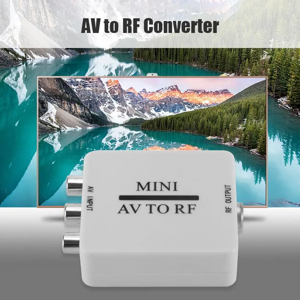 AV to RF 비디오 컨버터, 내구성 실용적인 다기능 미니 어댑터 박스, 지지대 RF 67.25/61.25MHz TV 스위처