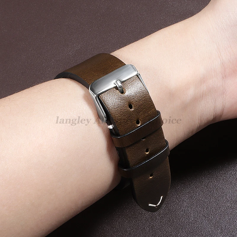 Vintage Oil Wax Genuine Leather Watchband - Quick Release Calfskin Strap