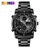 SKMEI 1389 Countdown Steel Strap Wristwatch Clock Relogio Masculino Digital Quartz Watch Men Three Time Quartz Wrist Mens Watch 1