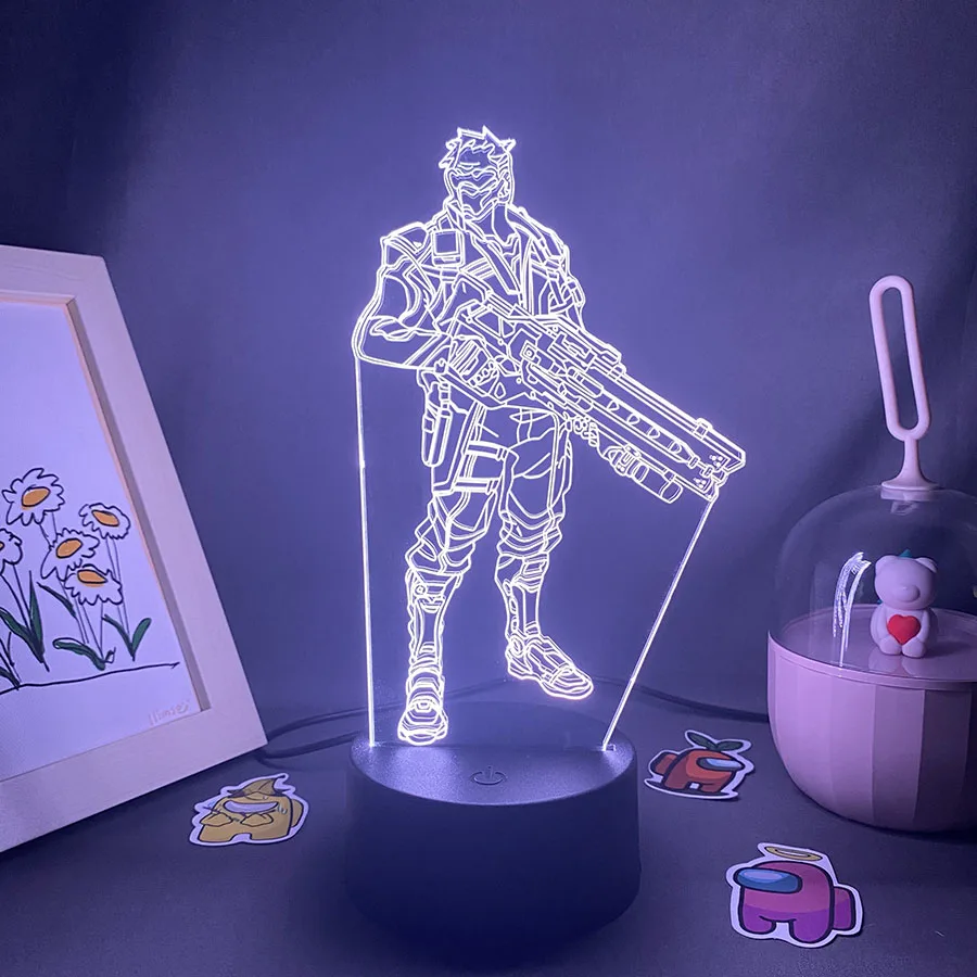 Overwatches Game Figuur Soldaat 76 3D Led Neon Nachtverlichting Verjaardagscadeau Voor Vrienden Gaming Kamer Tafel Cool Decor Ow lava Lampen _ afbeelding