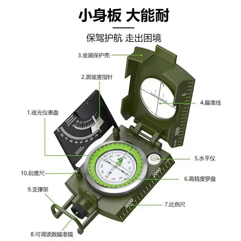 야외용 나침반 전문가용 고정밀 형광 링, 야외 여행용 나침반, 등산 지질학, 방수 기능