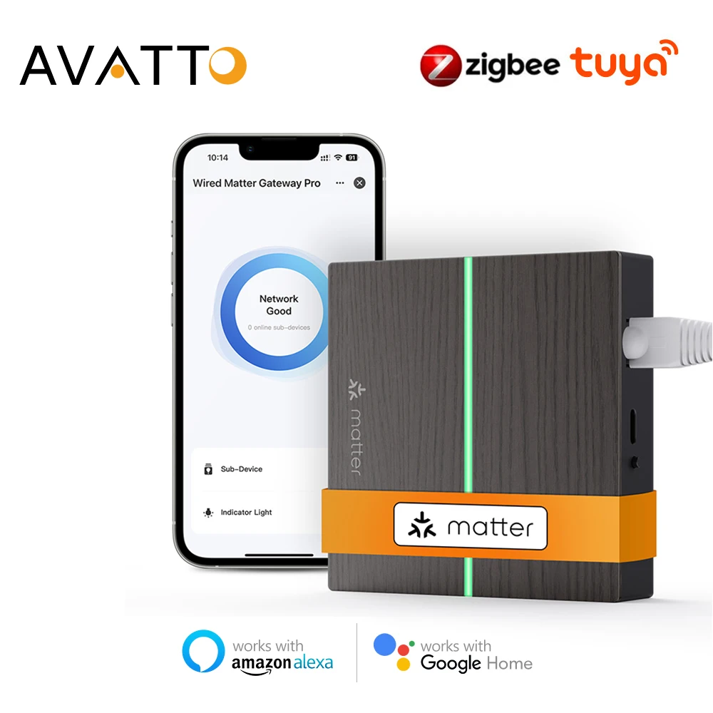 Zigbee Gateway Smart Gateway AVATTO Tuya Matter Smart Gateway Hub ZigBee for Smart Home Works With HomeKit,Google Home,Alexa