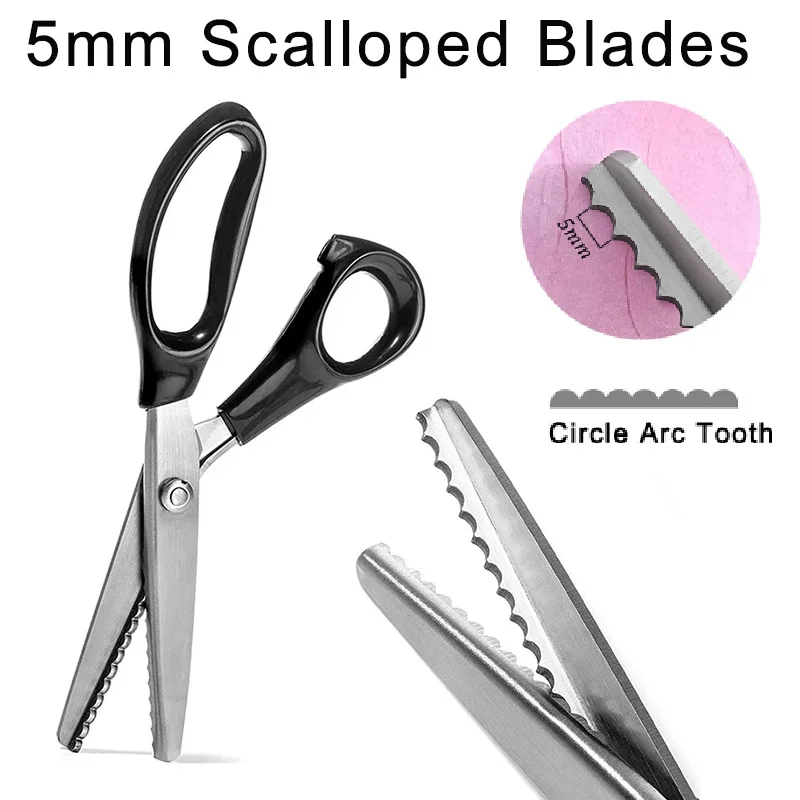Professional Pinking Shears Scissors - Stainless Steel Serrated/Scalloped Blade For Fabric, Sewing & Crafts (7mm Serrated) - View #2