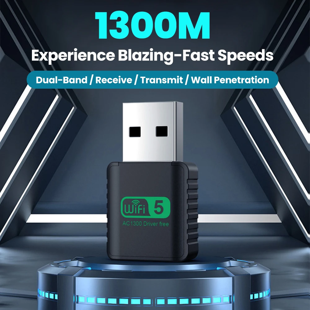 무선 1300Mbps WiFi USB 어댑터 USB3.0 2.4G 및 5GHz 듀얼 밴드 WiFi 동글 노트북 데스크탑 PC Wifi 수신기 Windows XP/7/8/8.1