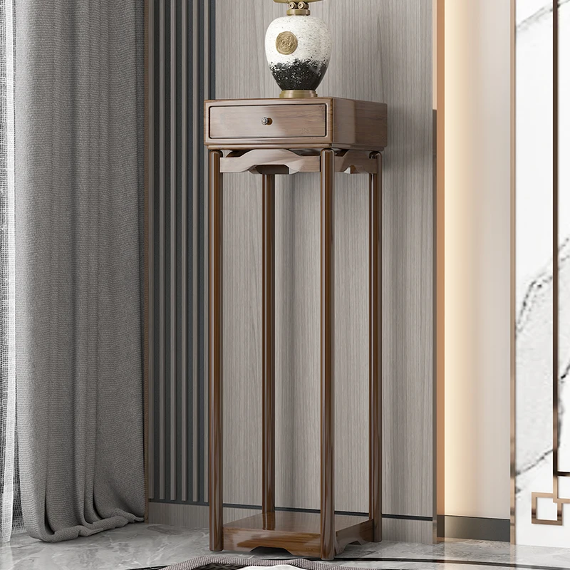 Solid wood with drawer storage multifunctional tea cabinet table foyer storage rack