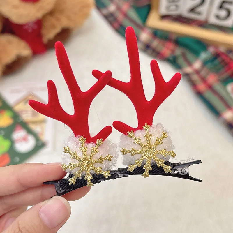 Snowflake red antler duckbill clip