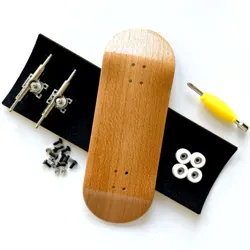 Fingerboard Set with Double Axle Trucks and Bearing Wheels (34mm Teak)