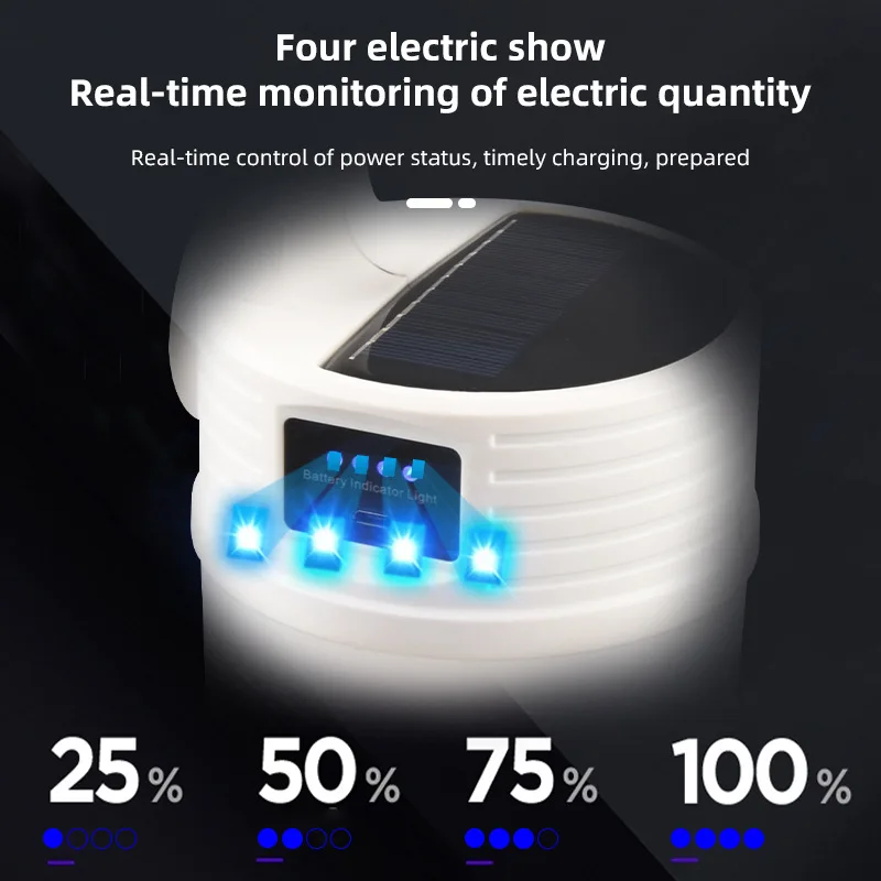 휴대용 태양광 LED 캠핑 라이트, 야외용 USB 충전식 전구, 텐트용 램프, 바베큐 하이킹용 비상 조명