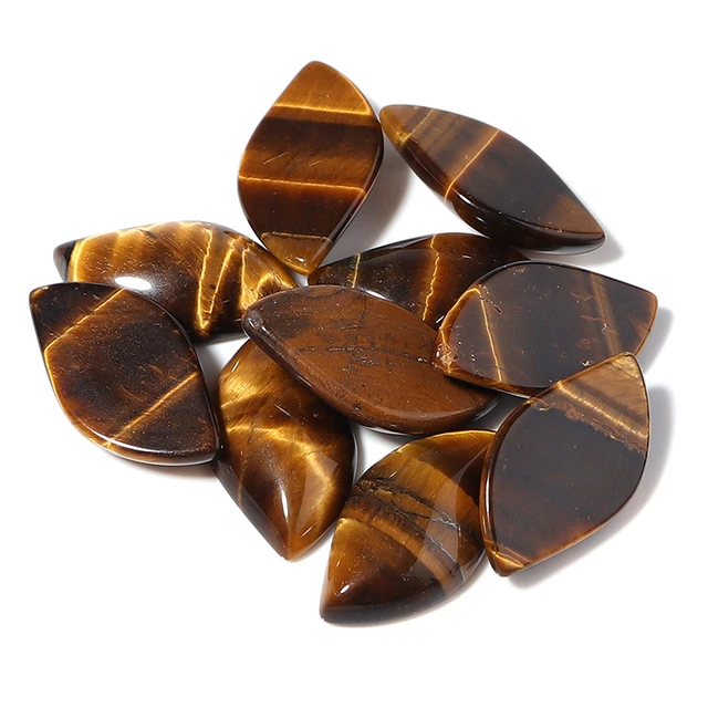 DC 10pcs Natural Stone Oval Flatback Cabochon 10x14/13x18/18x25mm Tiger's  Eye Stone Bead Spacers For