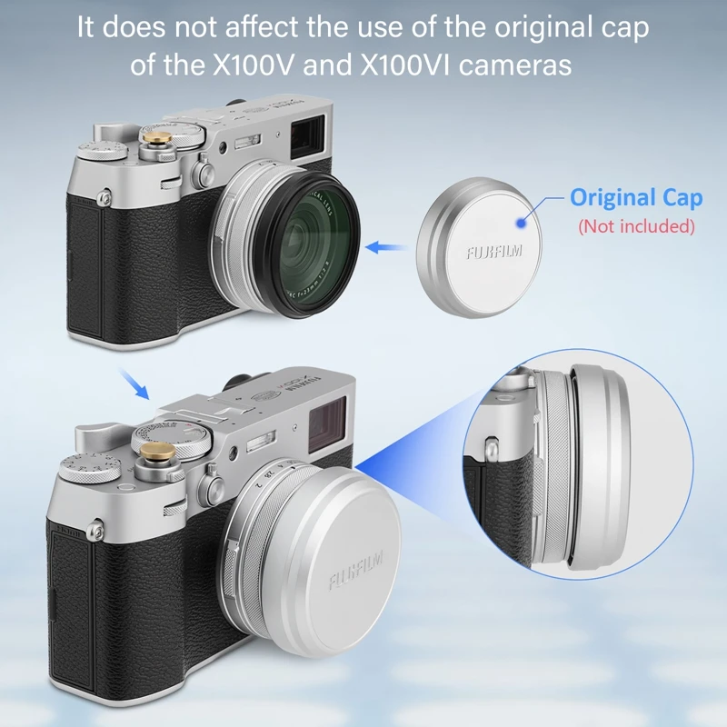 Haoge 49mm Lens UV Filter Adapter Ring for Fujifilm X100VI X100V