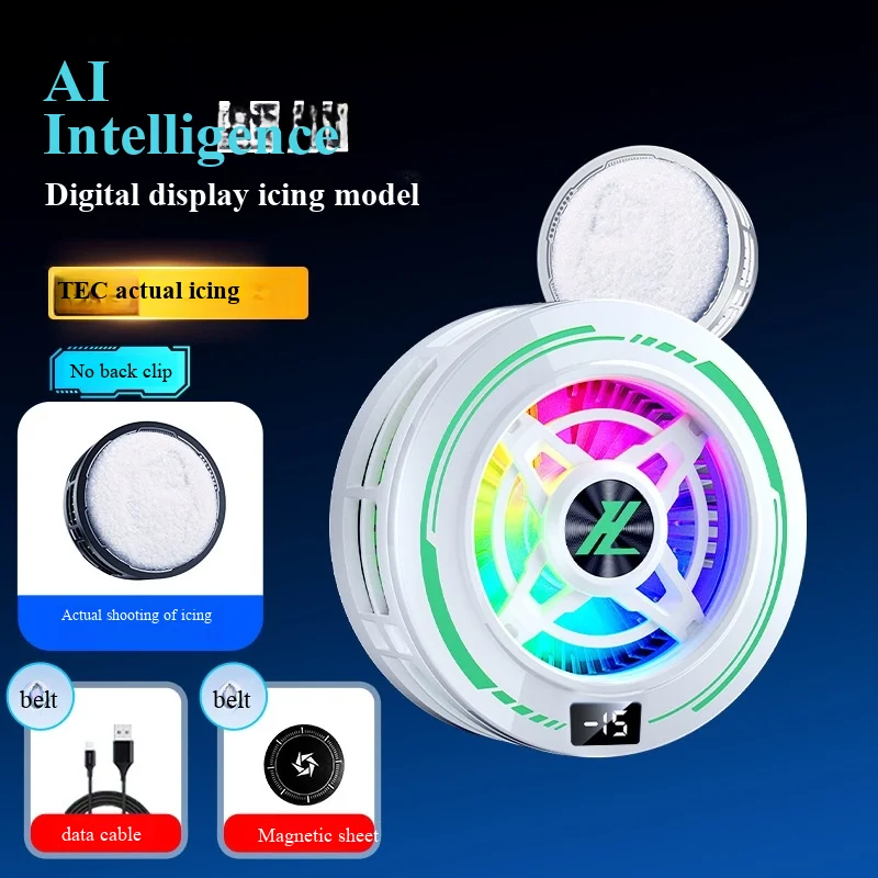 라이브 스트리밍용 휴대폰 쿨러, 초저소음 반도체 냉각, AI 백클립 쿨러, 휴대폰 전용으로 설계됨