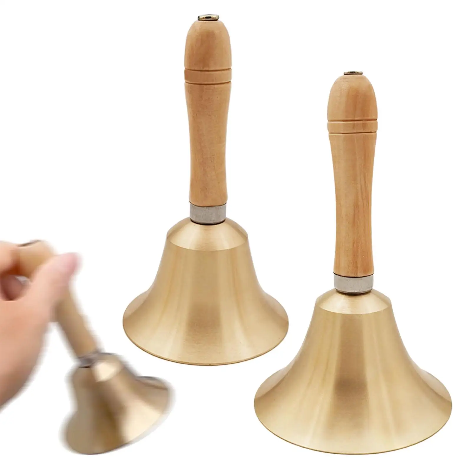 Hand Bell Hand Call Bell Solid Service Bell Handbell Loud Hand Held Bell Dinner Bell for Game Hotel Events Kitchen Restaurant