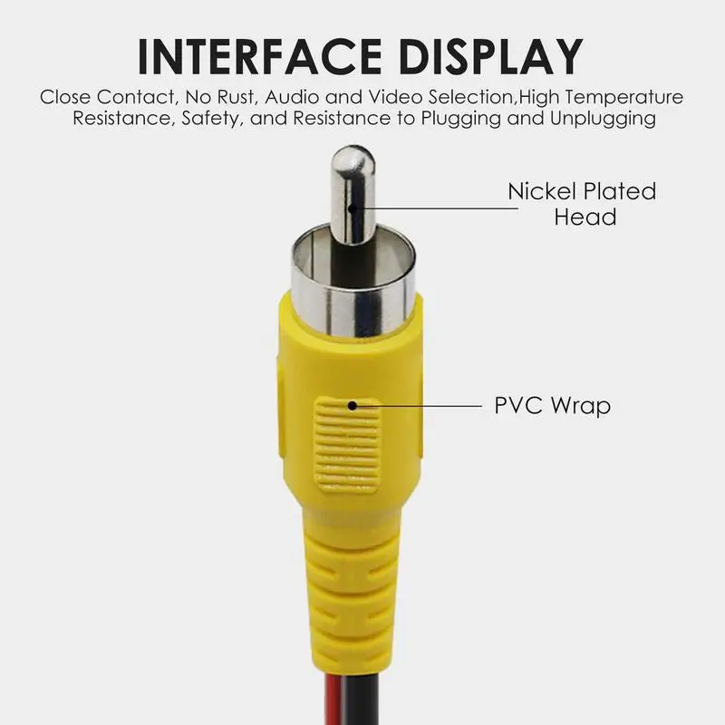 Enhanced Video Cable for Car Rear View Camera - Universal RCA Connection for Efficient Integration with Multimedia Monitor