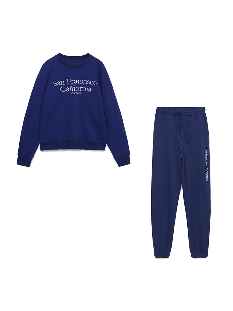 Eslogan bordado ropa deportiva de ocio suéter de mujer y pantalones de jogging| | -