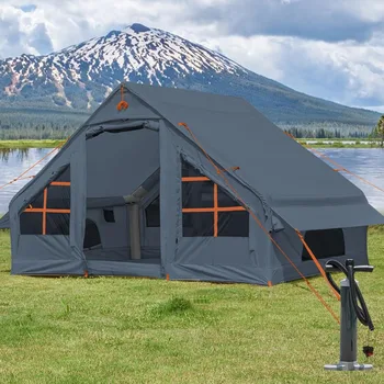 inflatable tent with pump,4-6 person instant glamping camping tents house, easy setup blow up family tents for 4 seasons 1