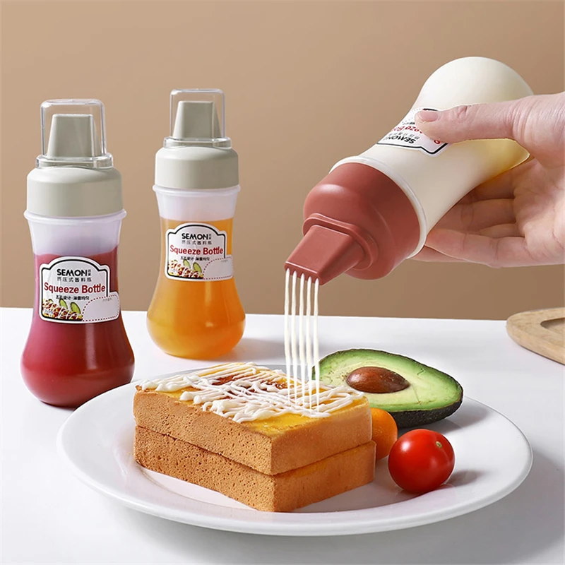 350ML5HoleSqueezeCondimentBottlesWithNozzlesPlasticKetchup