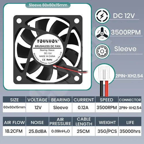 2 Pieces 60mm 5V 12V 24V Brushless USB 2PIN 3PIN DC Cooler Fan 60x60x15mm 6015 6cm For Computer PC CPU Case Cooling - Image 8