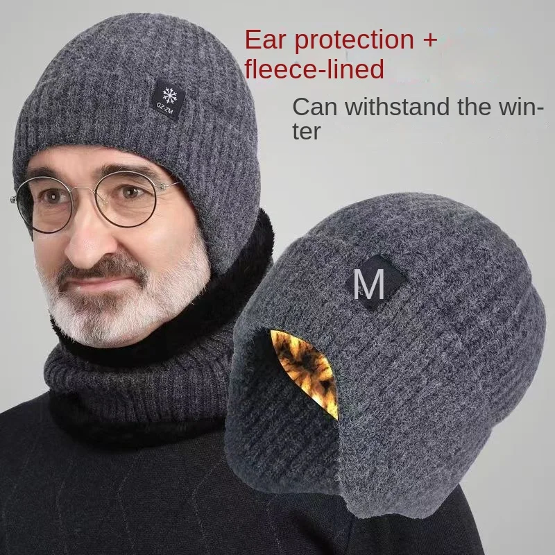 

Winter Cap Cotton Hat Elderly Windproof Warm Ear Protection Cotton Thick Knitted Woolen Men Old Gorras Para Hombres