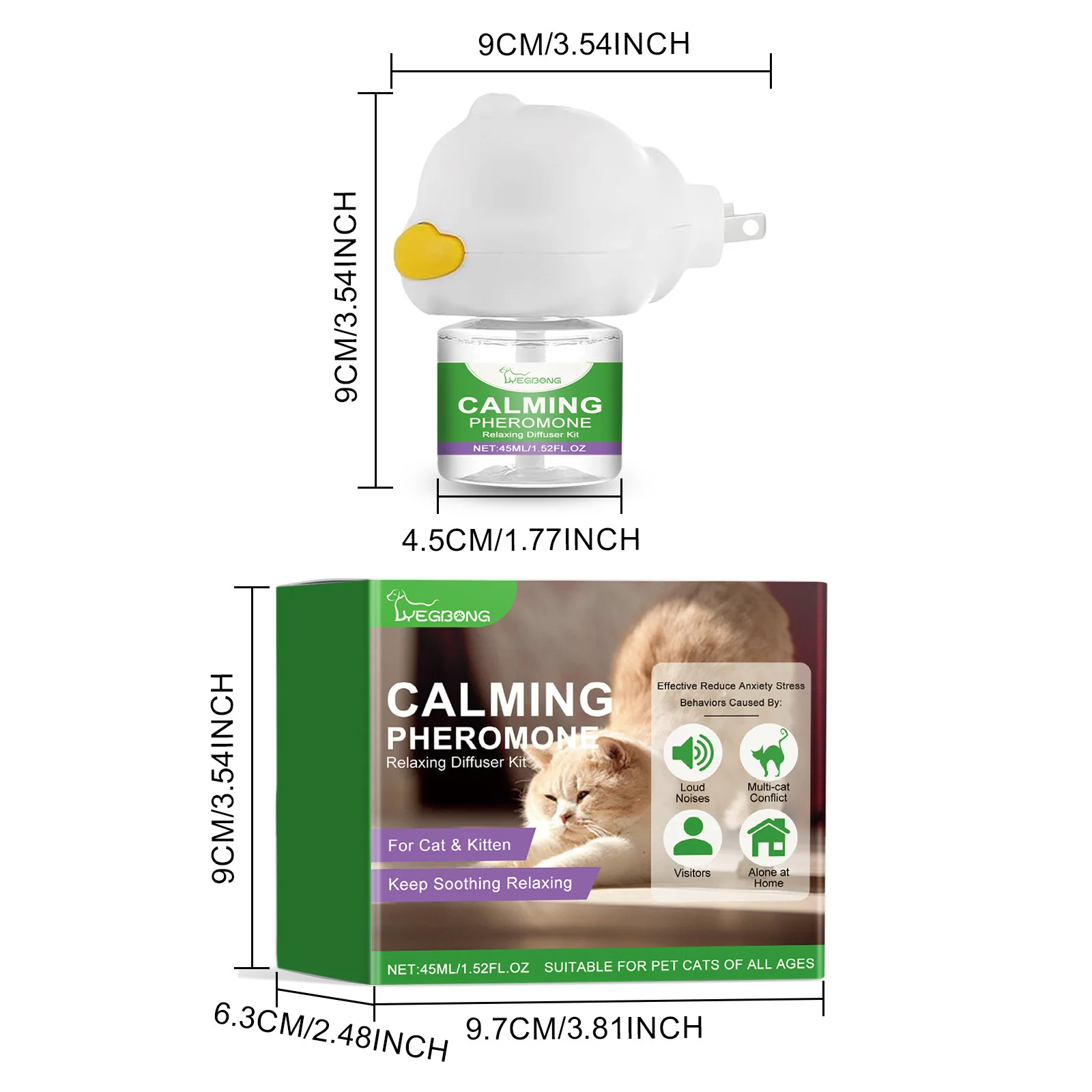 Cat Calming Diffuser Pheromone Plug-In Relaxants Prevent Howling Pet Dogs Soothing Intelligent Calming Pheromone Diffuser Calm