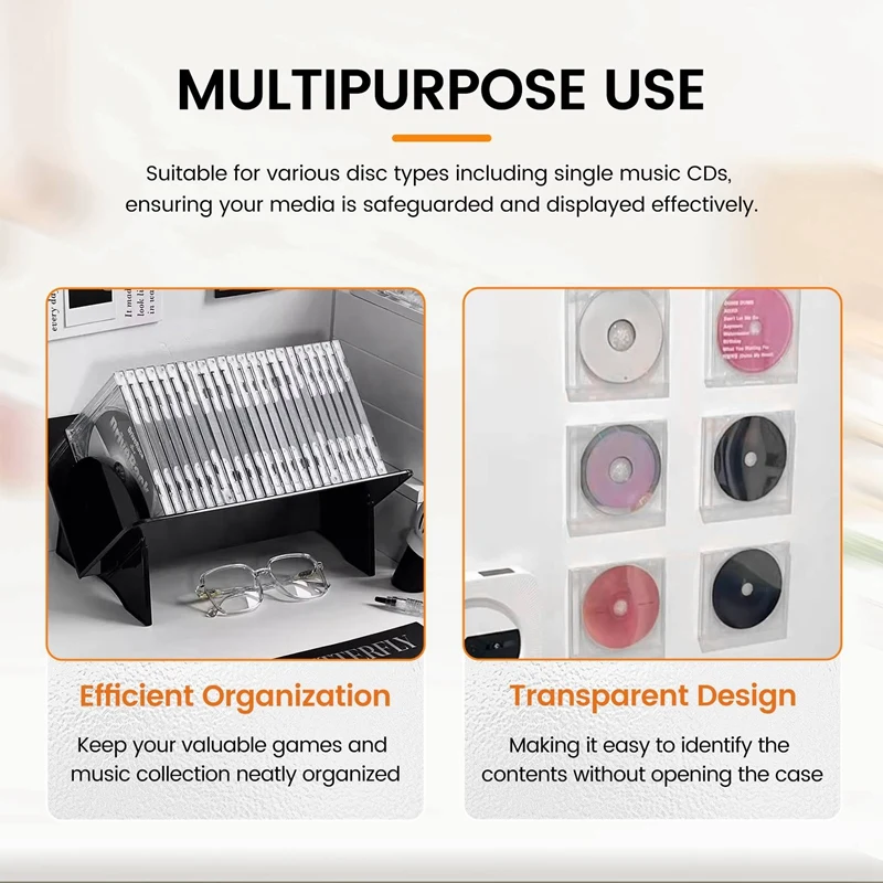 Clear CD Display Box Single Music CD Card Storage Protective Case Album Dust Cover