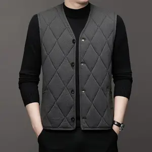 Men Vest Stylish Men's Single-breasted Padded Cardigan Warm Plus Size Mid Length Waistcoat for Fall Winter Men Winter Waistcoat