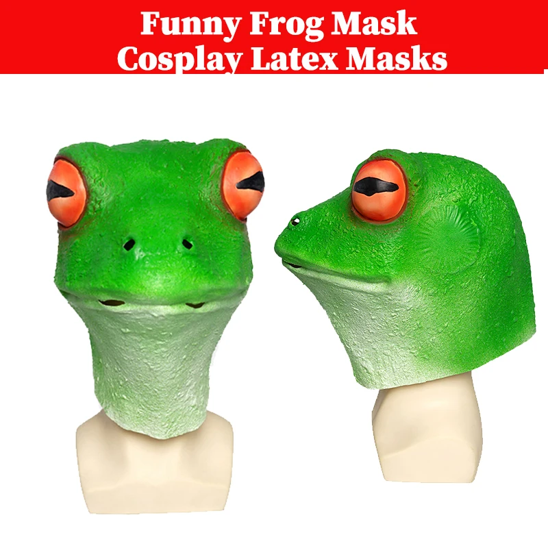 

Funny Frog Mask Cosplay Animal Latex Masks Helmet Masquerade Costume Accessories Women Men Halloween Carnival Party Suits Props