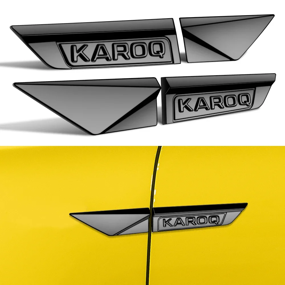 2Pcs Parafango Anteriore Trim Logo Blade Emblem Sticker Auto Tuning Per Skoda Karoq Car Door Body Side Badge Fender Sticker Accessori