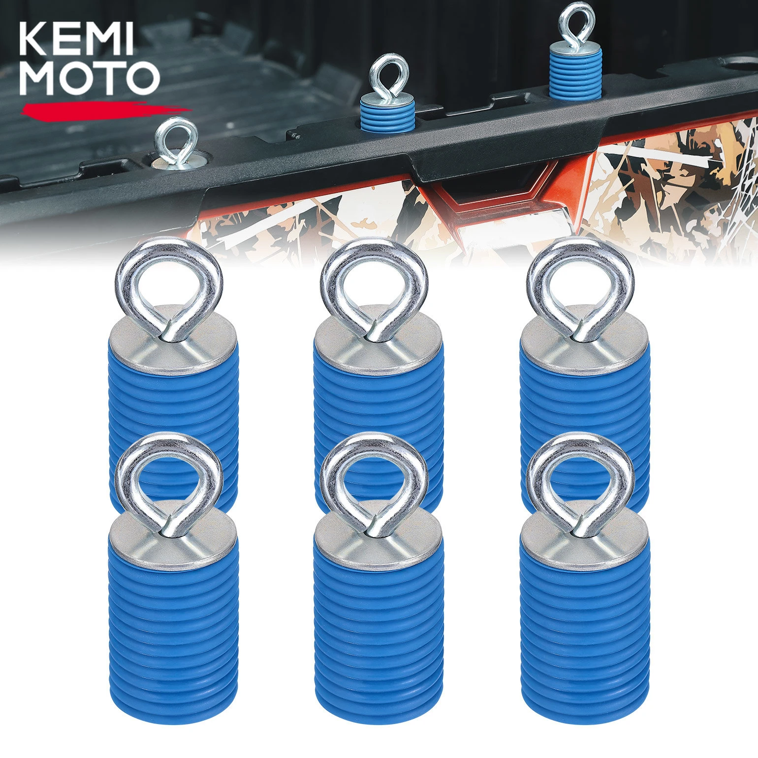 Kemimoto 6 Pcs Utv Rubber Blue Tie Down Anchors Compatible With Polaris