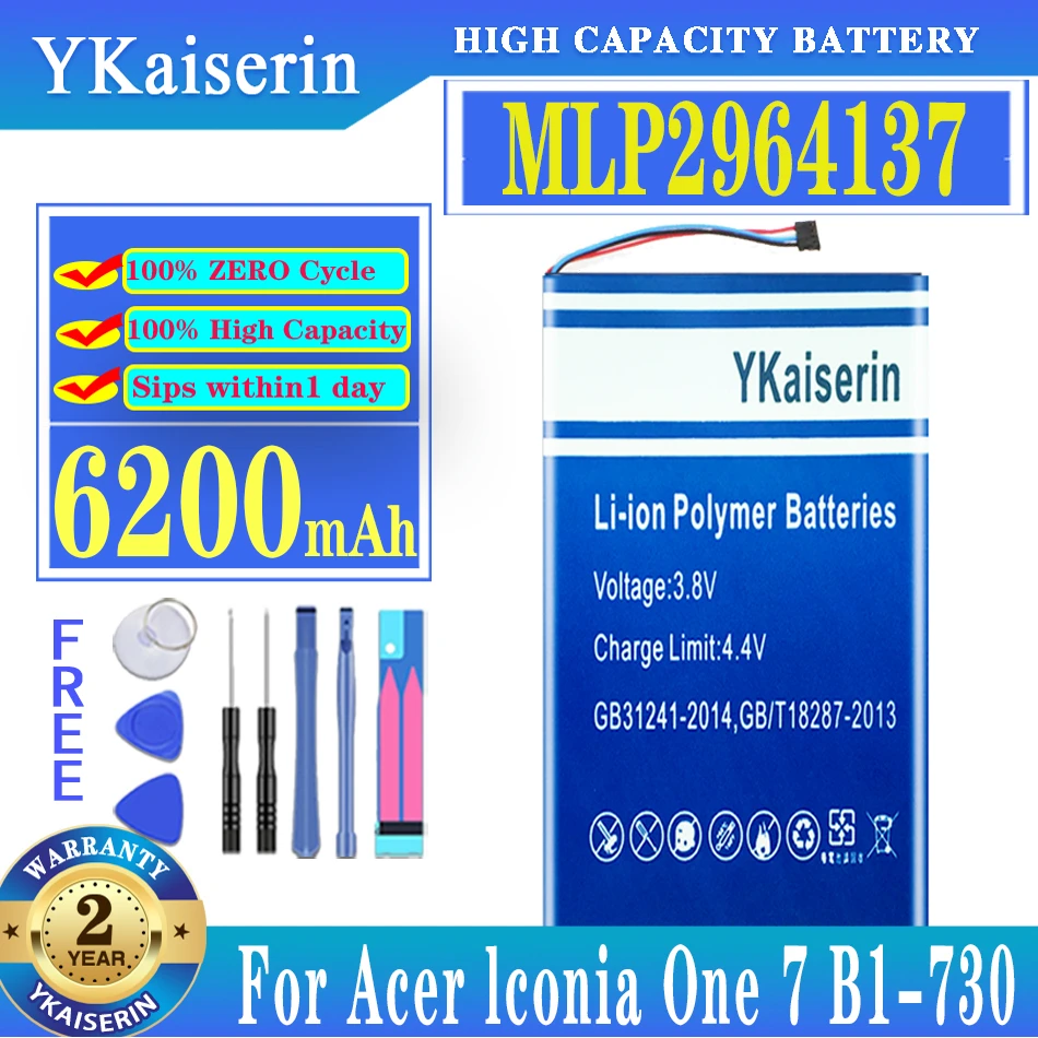 

Новый высококачественный аккумулятор ykaisin 6200 мАч MLP2964137 для ноутбука Acer Lconia One 7 One7 B1-730 A1402, Аккумулятор для ноутбука