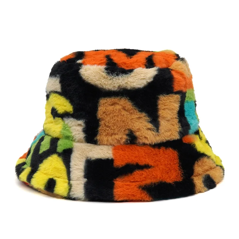 Women Bucket Hat Winter Fashion Leopard Panama Warm Vintage Faux Fur Fisherman Cap women bucket hat women hat bucket hat