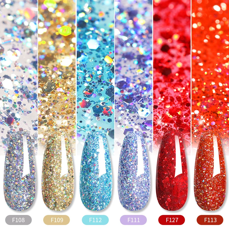 LILYCUTE Glitter Sequins UV Gel Nail Polish Shiny Spring Summer Color Semi Permanant Soak Off All For Manicure Nail Art Varnish images - 6