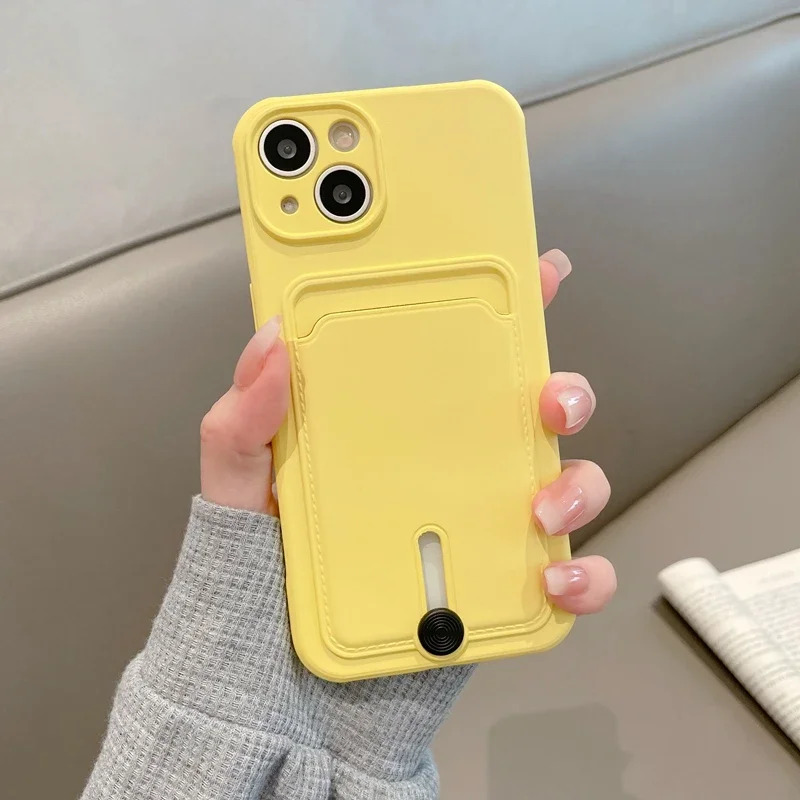 Funda de teléfono con tarjetero para iphone, carcasa suave con protección de cámara para modelos 13, 14, 12, 11, 15 pro max, x, xs, xr max