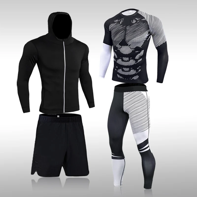 Men Compression Kits Clothing Tracksuit Mens Fitness Set Base