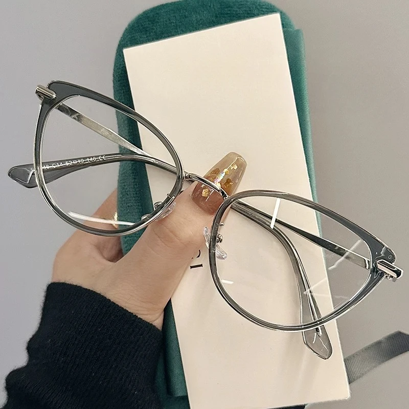 Women Cat Eye Finished Myopia Glasses Men New Style Blue Light Blocking Glasses Trendy Retro Near Sight Eyeglasse for Ladies - 2