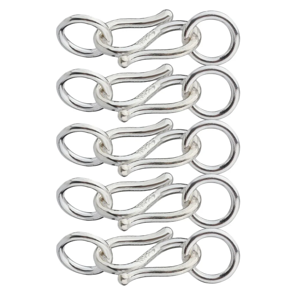 

5 Pcs Double Ring Hook Buckle Chain Handmade Necklaces Sterling Clasp
