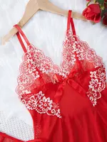 Ensemble chemise de nuit et culotte en dentelle pour femme, sous-vêtements transparents, vêtements de nuit, lingerie sexy 4