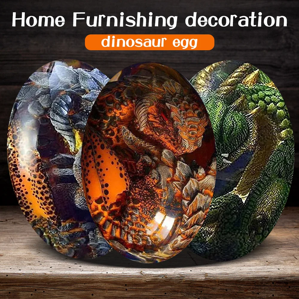 1PCS Lava Dragon Egg Dream Crystal Resin Transparent Exquisite Hand-Sculpted Fire-Bag Dragon Souvenir Desktop Ornaments