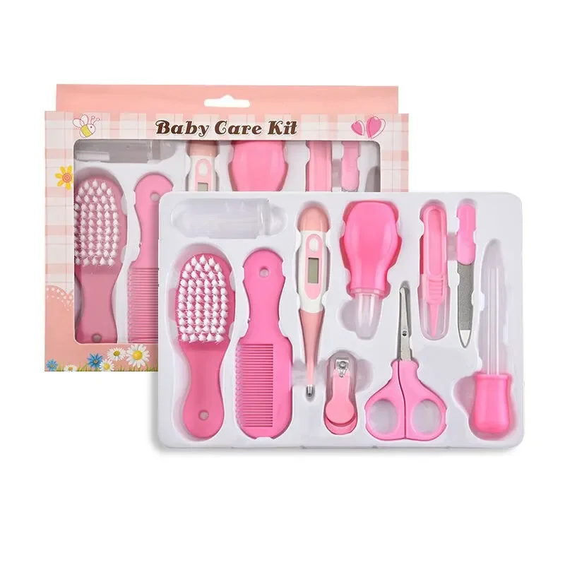 Health Care Kit 10PCS/Set Baby Kids Nail Hair Thermometer Grooming Brush Clipper Teether Toothbrush
